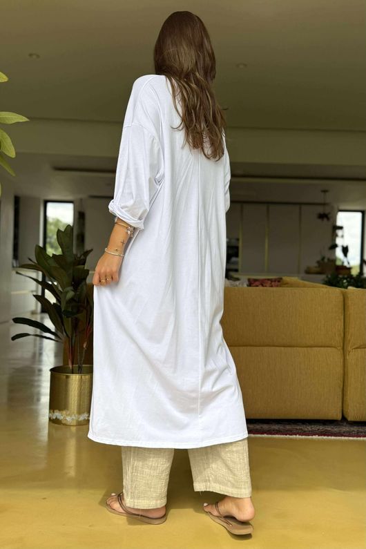 Made in Italy Cotton Jersey Hitch Cocoon Dress White /15 =